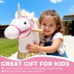 Ride on Unicorn Toy for Kids 3-5 Years, 29.5 Inch Plush Baby Rocking Horse with Wheels, No Battery Required, White - Image 7