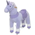 Ride on Unicorn Toy for Kids 4-7 Years, 37.8 Inch Plush Baby Rocking Horse with Wheels, No Battery Required, Purple