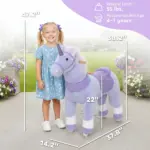 Ride on Unicorn Toy for Kids 4-7 Years, 37.8 Inch Plush Baby Rocking Horse with Wheels, No Battery Required, Purple - Image 3