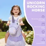 Ride on Unicorn Toy for Kids 4-7 Years, 37.8 Inch Plush Baby Rocking Horse with Wheels, No Battery Required, Purple - Image 4