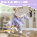 Ride on Unicorn Toy for Kids 4-7 Years, 37.8 Inch Plush Baby Rocking Horse with Wheels, No Battery Required, Purple - Image 5