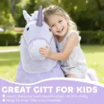 Ride on Unicorn Toy for Kids 4-7 Years, 37.8 Inch Plush Baby Rocking Horse with Wheels, No Battery Required, Purple - Image 7