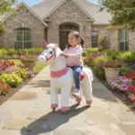 Ride on Unicorn Toy for Kids 4-7 Years, 37.8 Inch Plush Baby Rocking Horse with Wheels, No Battery Required, White - Image 2