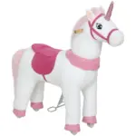 Ride on Unicorn Toy for Kids 4-7 Years, 37.8 Inch Plush Baby Rocking Horse with Wheels, No Battery Required, White - Image 11