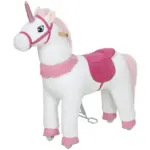 Ride on Unicorn Toy for Kids 4-7 Years, 37.8 Inch Plush Baby Rocking Horse with Wheels, No Battery Required, White