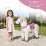 Ride on Unicorn Toy for Kids 4-7 Years, 37.8 Inch Plush Baby Rocking Horse with Wheels, No Battery Required, White - Image 3
