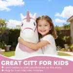 Ride on Unicorn Toy for Kids 4-7 Years, 37.8 Inch Plush Baby Rocking Horse with Wheels, No Battery Required, White - Image 7