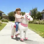Ride on Unicorn Toy for Kids 4-7 Years, 37.8 Inch Plush Baby Rocking Horse with Wheels, No Battery Required, White - Image 10
