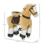 Ride-On Walking Horse Toy, Brown with Easy Rolling Wheels, Soft and Huggable for 3-8 Years, Durable Interactive Play - Image 3