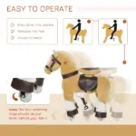 Ride-On Walking Horse Toy, Brown with Easy Rolling Wheels, Soft and Huggable for 3-8 Years, Durable Interactive Play - Image 4