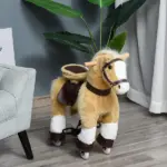 Ride-On Walking Horse Toy, Brown with Easy Rolling Wheels, Soft and Huggable for 3-8 Years, Durable Interactive Play - Image 10