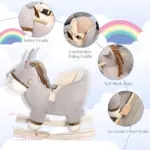 Rocking Donkey with Sound Wooden Base and Safety Belt for Ages 18-36 Months - Image 4
