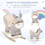 Rocking Donkey with Sound Wooden Base and Safety Belt for Ages 18-36 Months - Image 7