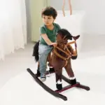 Plush Rocking Horse Ride-On Toy with Nursery Rhyme Music for Ages 18-36 Months Dark Brown - Image 2