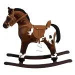 Plush Rocking Horse Ride-On Toy with Nursery Rhyme Music for Ages 18-36 Months Dark Brown - Image 11