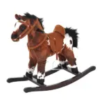 Plush Rocking Horse Ride-On Toy with Nursery Rhyme Music for Ages 18-36 Months Dark Brown