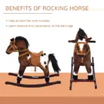 Plush Rocking Horse Ride-On Toy with Nursery Rhyme Music for Ages 18-36 Months Dark Brown - Image 6