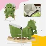 Rocking Horse, Ride on Dinosaur w/ Seat Belt, 32 Songs and Hand Puppet for 18-36 Months, Green - Image 3