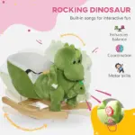 Rocking Horse, Ride on Dinosaur w/ Seat Belt, 32 Songs and Hand Puppet for 18-36 Months, Green - Image 4