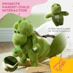 Rocking Horse, Ride on Dinosaur w/ Seat Belt, 32 Songs and Hand Puppet for 18-36 Months, Green - Image 5