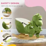 Rocking Horse, Ride on Dinosaur w/ Seat Belt, 32 Songs and Hand Puppet for 18-36 Months, Green - Image 6