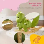 Rocking Horse, Ride on Dinosaur w/ Seat Belt, 32 Songs and Hand Puppet for 18-36 Months, Green - Image 8