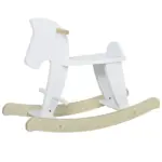 Traditional Wooden Rocking Horse with Handrails and Backrest White for Ages 1-3