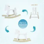 Traditional Wooden Rocking Horse with Handrails and Backrest White for Ages 1-3 - Image 5