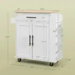 HOMCOM Rollable Kitchen Island with Power Outlets, Drawer, Doors and Versatile Storage on Wheels, White - Image 3