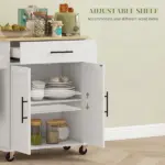 HOMCOM Rollable Kitchen Island with Power Outlets, Drawer, Doors and Versatile Storage on Wheels, White - Image 6