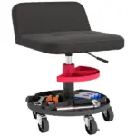 HOMCOM Rolling Creeper Garage Stool, 300 lb Capacity Mechanic Stool with 360 Degree Wheels, Tool Tray, Adjustable Height, Black - Image 11