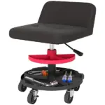 HOMCOM Rolling Creeper Garage Stool, 300 lb Capacity Mechanic Stool with 360 Degree Wheels, Tool Tray, Adjustable Height, Black