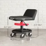 HOMCOM Rolling Creeper Garage Stool, 300 lb Capacity Mechanic Stool with 360 Degree Wheels, Tool Tray, Adjustable Height, Black - Image 3