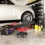 HOMCOM Rolling Creeper Garage Stool, 300 lb Capacity Mechanic Stool with 360 Degree Wheels, Tool Tray, Adjustable Height, Black - Image 9