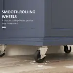 Rolling Island on Wheels, Small Kitchen island cart with Storage, Stainless Steel Countertop for Dining Room, Deep Blue - Image 6