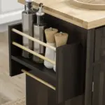 HOMCOM Rolling Kitchen Cart, Brown Oak with Rubberwood Top, Spice Rack, Towel Rack, and Drawers - Image 8