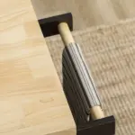 HOMCOM Rolling Kitchen Cart, Brown Oak with Rubberwood Top, Spice Rack, Towel Rack, and Drawers - Image 9