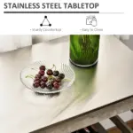 Rolling Kitchen Cart, Gray, with Stainless Steel Countertop, Bottom Shelf, Slotted Middle Shelf, 4 Castor Wheels - Image 6