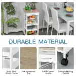 Rolling Kitchen Cart Kitchen Trolley, Mobile Prep Station with Drawer, Shelves, Basket, White - Image 6