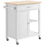 HOMCOM Rolling Kitchen Island, White, with Open Shelf and Storage Drawer - Image 11