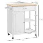 HOMCOM Rolling Kitchen Island, White, with Open Shelf and Storage Drawer - Image 3