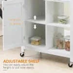 HOMCOM Rolling Kitchen Island, White, with Open Shelf and Storage Drawer - Image 7