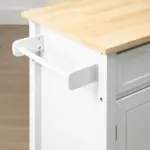 HOMCOM Rolling Kitchen Island, White, with Open Shelf and Storage Drawer - Image 9