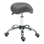 HOMCOM Rolling Saddle Stool Ergonomic PU Leather Height Adjustable Hydraulic Spa Chair Grey - Image 11