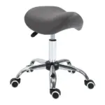 HOMCOM Rolling Saddle Stool Ergonomic PU Leather Height Adjustable Hydraulic Spa Chair Grey