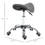HOMCOM Rolling Saddle Stool Ergonomic PU Leather Height Adjustable Hydraulic Spa Chair Grey - Image 3