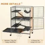 50.5 Inch Rolling Small Animal Cage with Hammock, Platforms and 4 Doors, Gray - Image 7