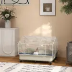 Rolling Small Animal Cage with Water Bottle, Hay Feeder, Food Dish for Rabbits, Hedgehogs, Guinea Pigs, 35" x 35" x 25" - Image 2