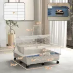 Rolling Small Animal Cage with Water Bottle, Hay Feeder, Food Dish for Rabbits, Hedgehogs, Guinea Pigs, 35" x 35" x 25" - Image 3