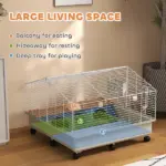 Rolling Small Animal Cage with Water Bottle, Hay Feeder, Food Dish for Rabbits, Hedgehogs, Guinea Pigs, 35" x 35" x 25" - Image 4